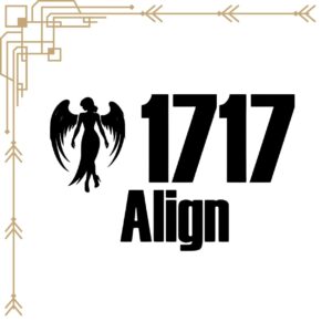 1717: Align エンジェルナンバー ウォールステッカー 30cm 転写タイプ 黒背景白文字 Celestial Echo