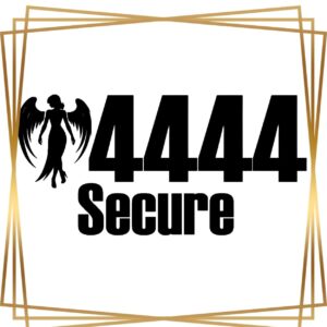 エンジェルナンバー 4444 Secure ウォールステッカー 30cm 転写タイプ 黒背景白文字 スピリチュアル インテリア